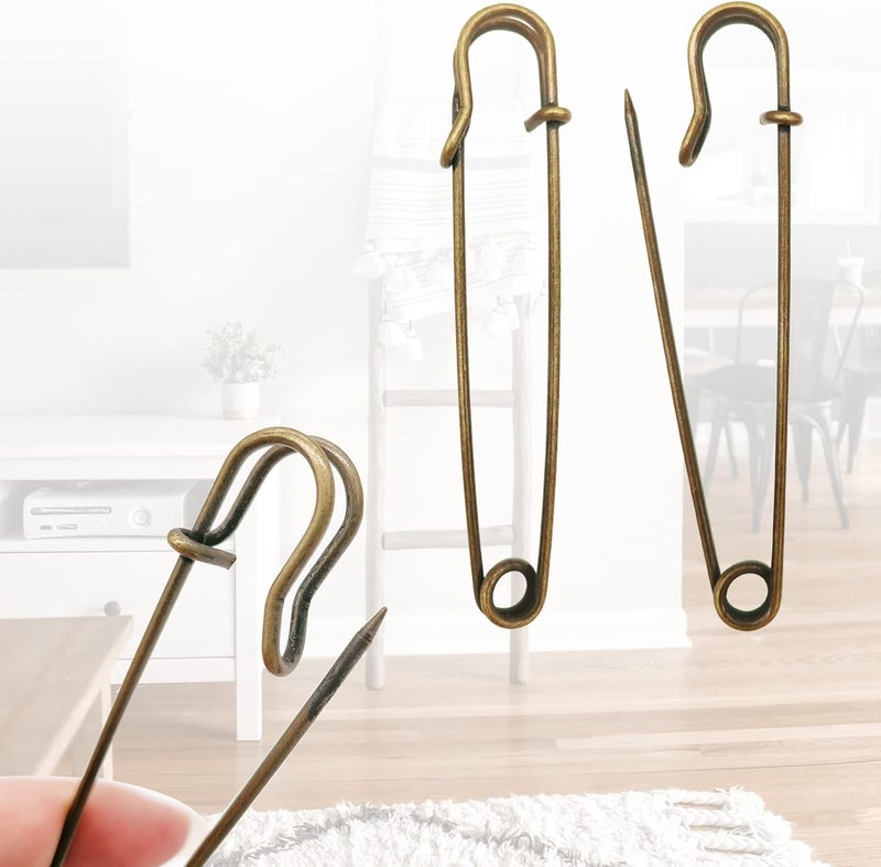 Urmspst Upgraded Large Safety Pins Pack of 15 for Clothes, Leather, Canvas, Blankets, Crafts, Skirts, Kilts - Extra Large Heavy Duty Safety Pins (Bronze) - Image 3